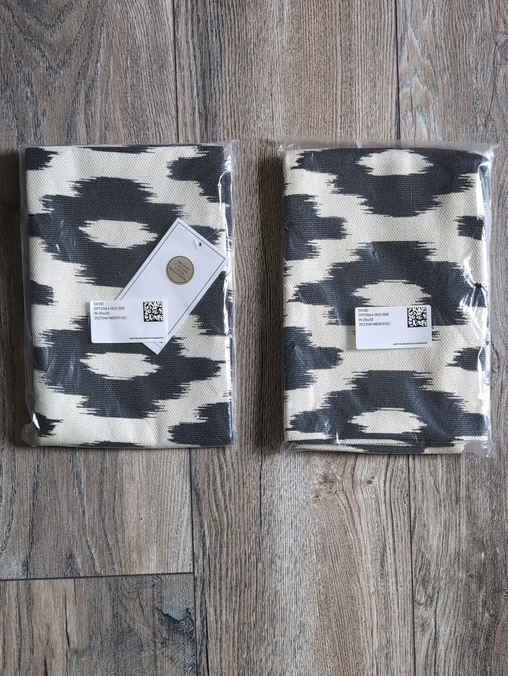 H&M Home Charcoal Gray and Cream Ikat Style Decorative Pillow Cover Set of 2